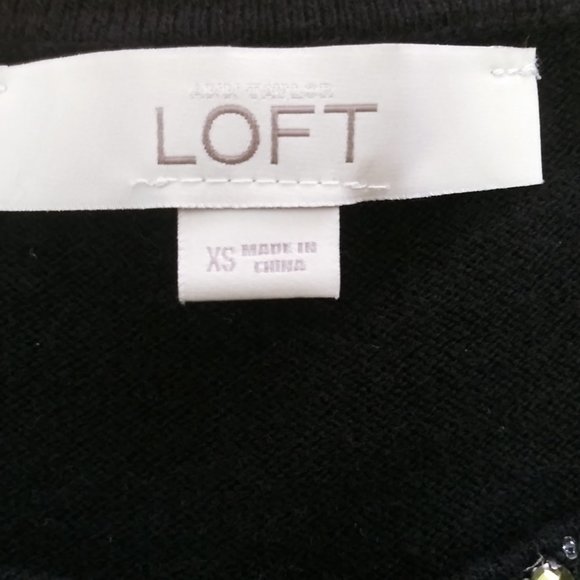 Loft Black Peter Pan Embellished Cardigan XS - Picture 4 of 6